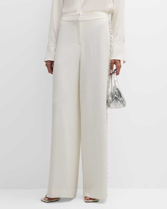 Rosie Crystal Straight-Leg Pants